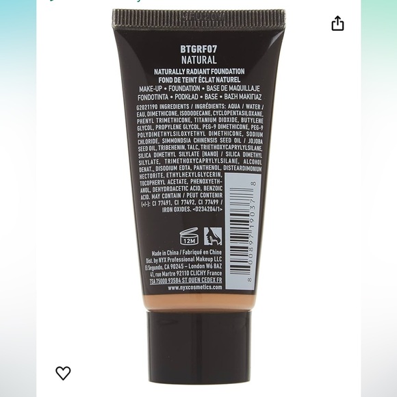 NYX Born To Glow Naturally Radiant Foundation, Medium Coverage Natural NEW - Picture 3 of 5